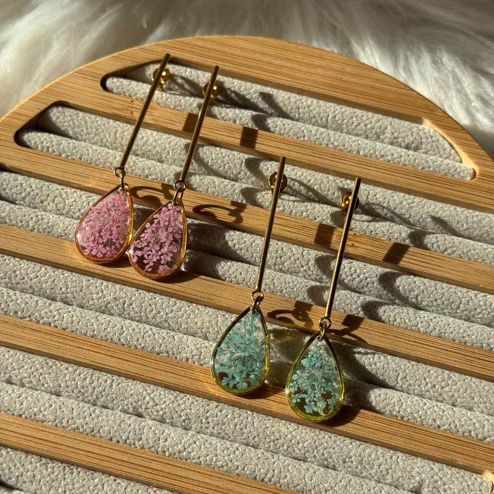 Orecchini pendenti in acciaio inossidabile a goccia con Pizzo della Regina Anna