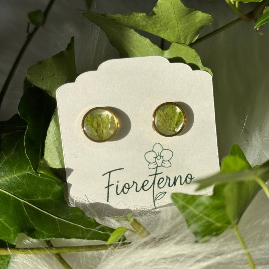 Orecchini a lobo oro in acciaio inossidabile con foglia della carota selvatica