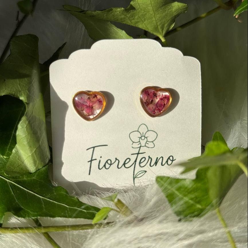 Orecchini a lobo oro in acciaio inossidabile con petali di Rosa rossa