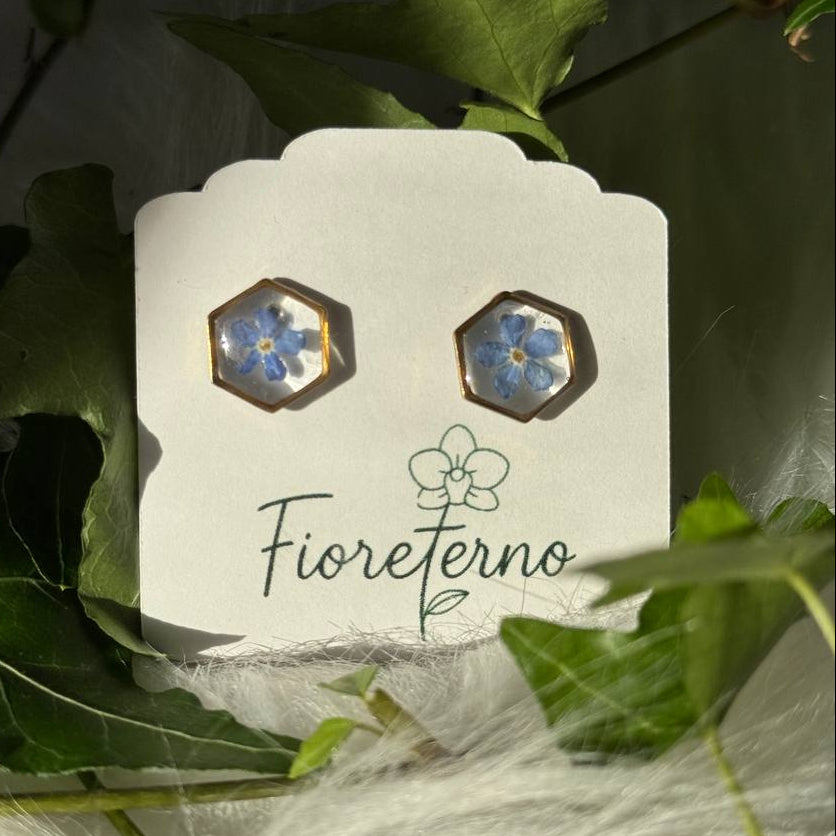 Orecchini a lobo oro in acciaio inossidabile con Non ti Scordar di me