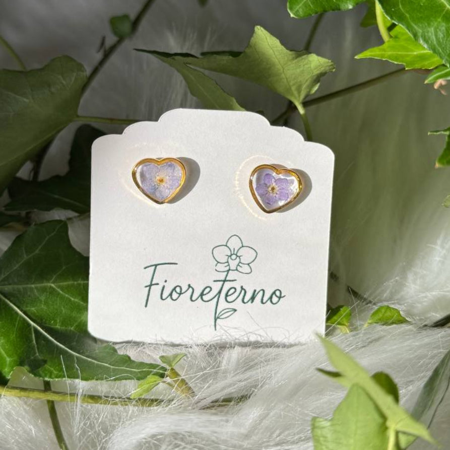 Orecchini a lobo oro in acciaio inossidabile con fiore Non ti Scordar di me