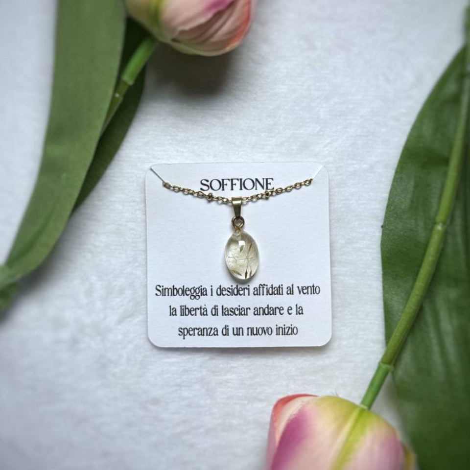 Collana in acciaio inossidabile e ciondolo ad ovale con il Soffione