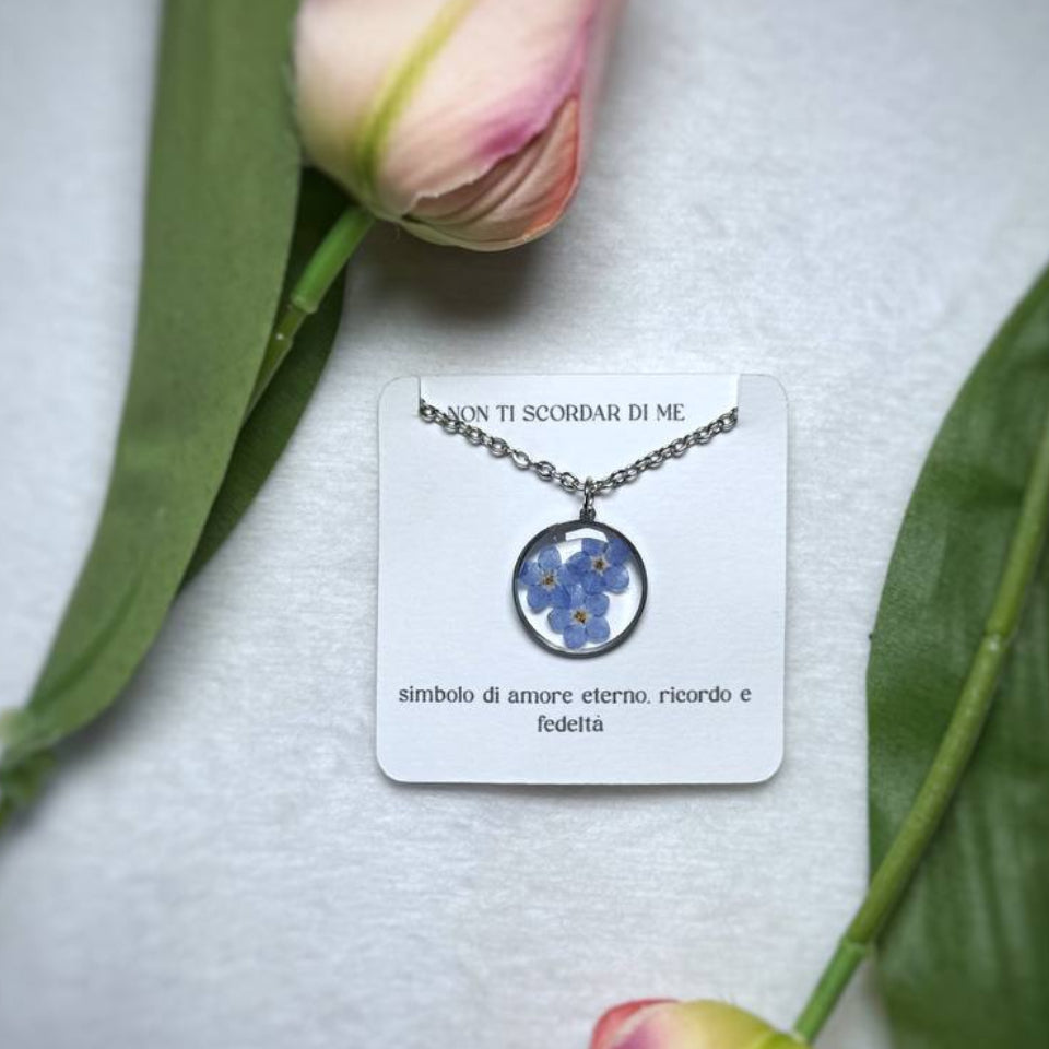 Collana in acciaio inossidabile con ciondolo Non ti Scordar di Me