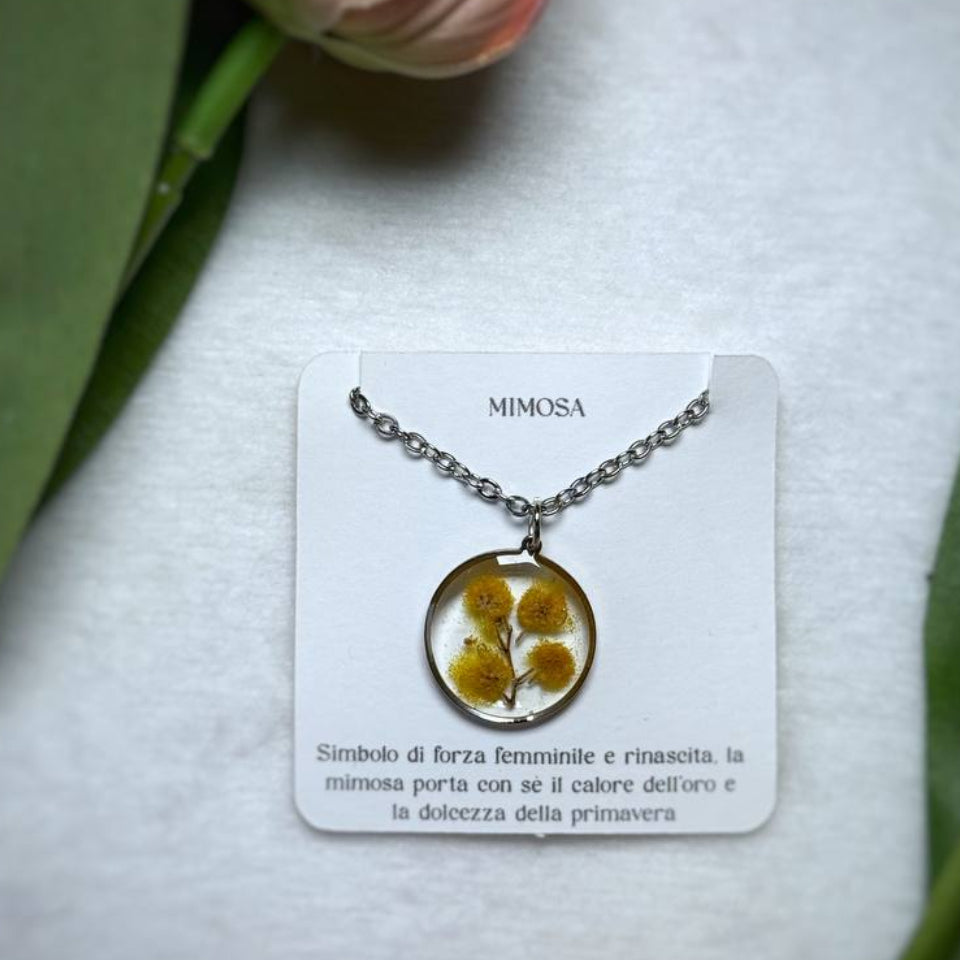 Collana in acciaio inossidabile con ciondolo Mimosa