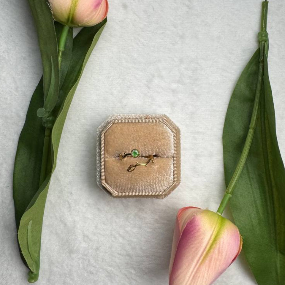 Anello Edera - acciaio inossidabile con Pizzo della Regina Anna sfondo bianco