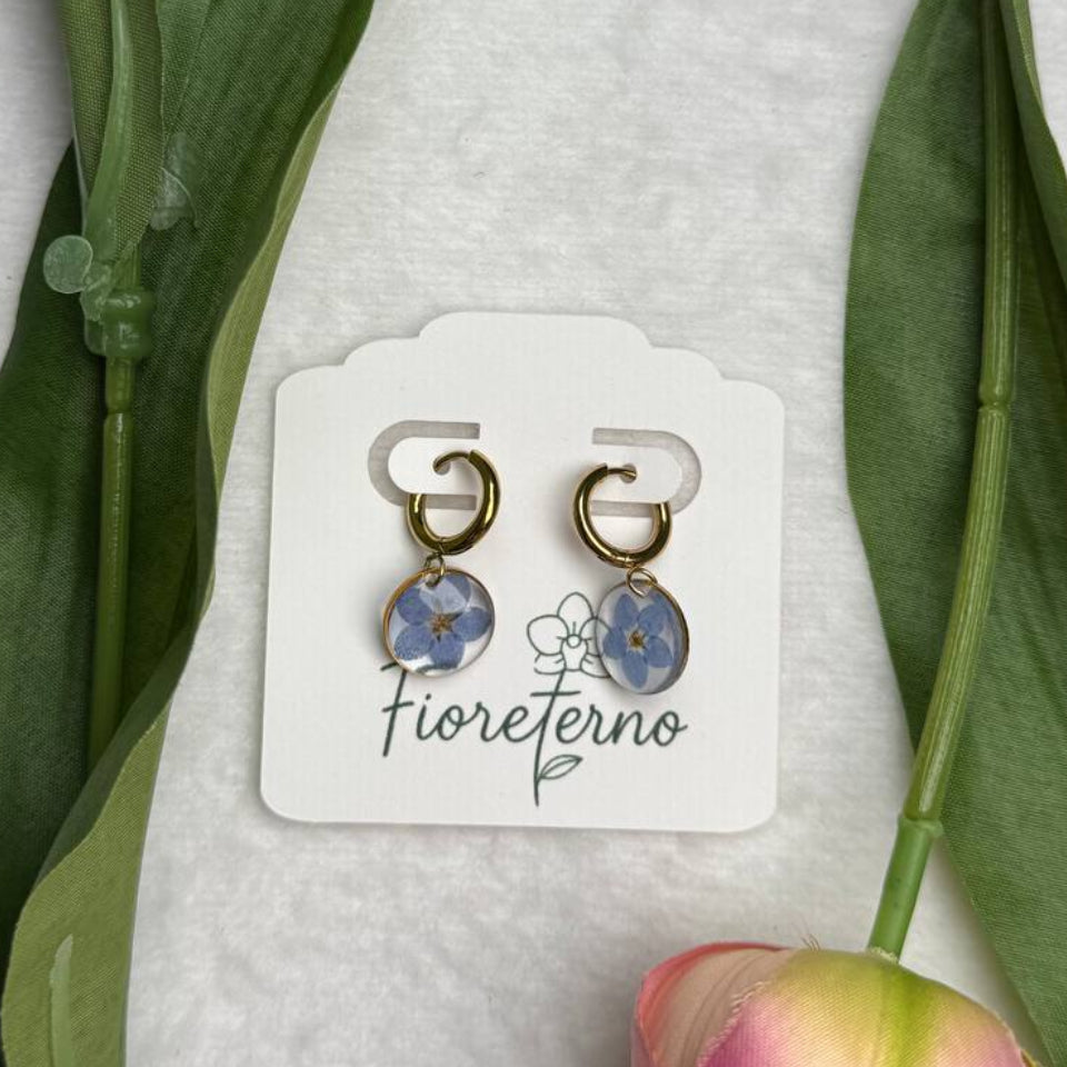 Orecchini pendenti in acciaio inossidabile con Non ti Scordar di Me