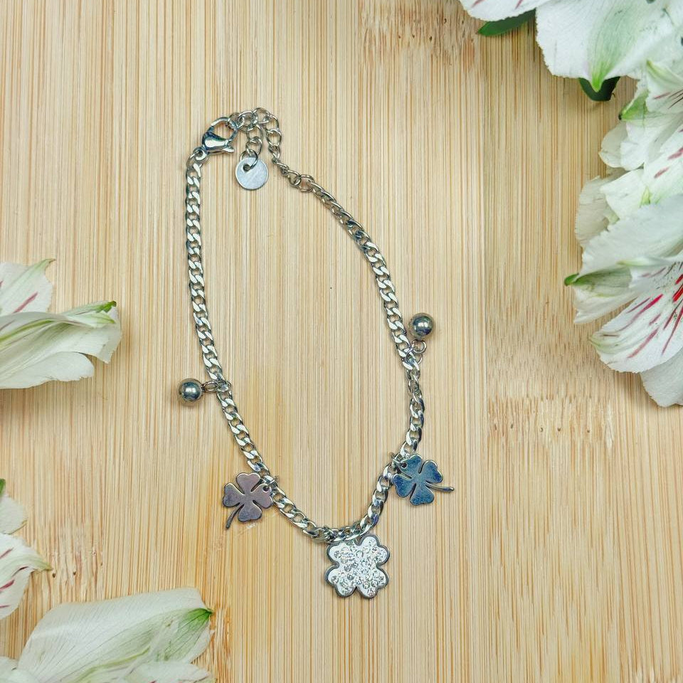 Bracciale Quadrifoglio in acciaio inossidabile - portafortuna